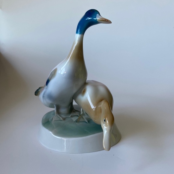 VTG ZSOLNAY Hungary Geese Couple Porcelain Figurine by András Sinkó SCARCE 1960s - Picture 9 of 10